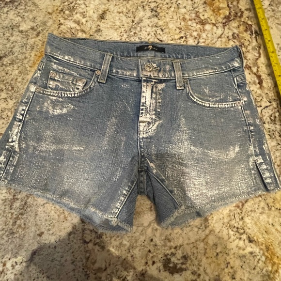 Seven For all Mankind silver and denim shorts - Picture 1 of 8